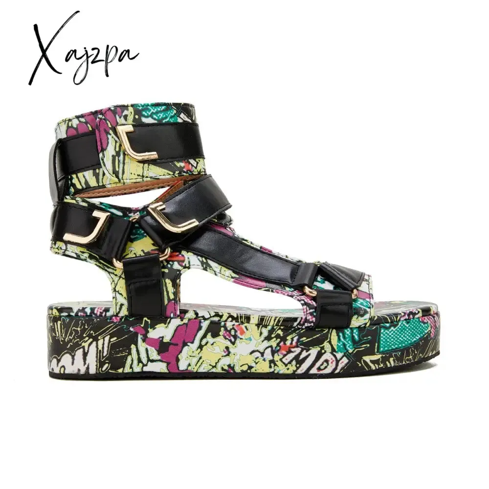 Xajzpa - Womens Summer Sandals Vintage Graffiti Platforms Sandals