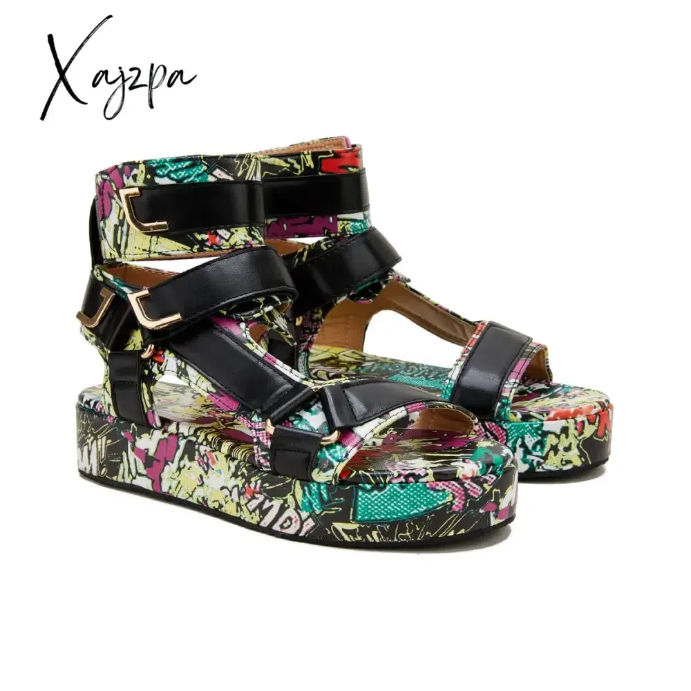 Xajzpa - Womens Summer Sandals Vintage Graffiti Platforms Sandals