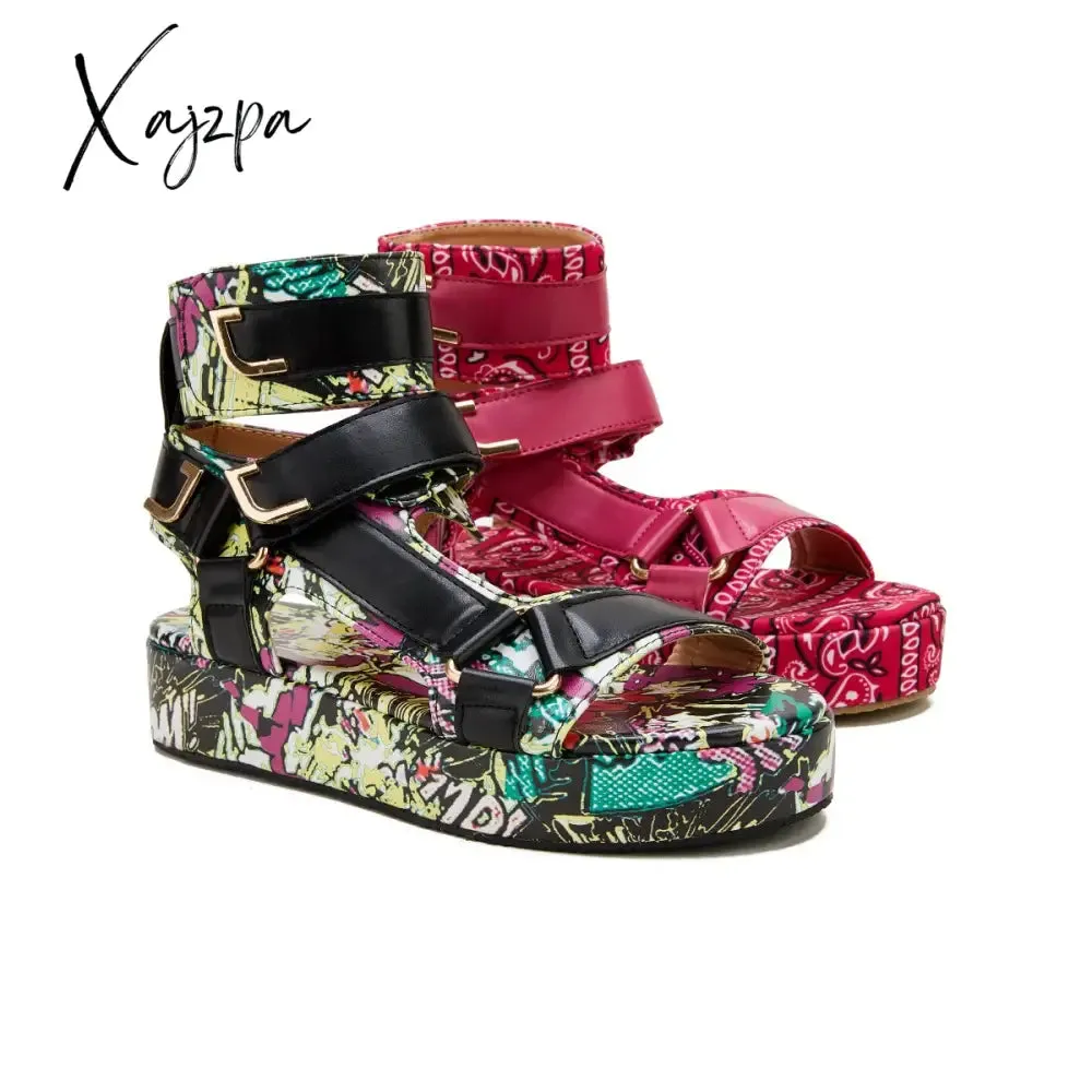 Xajzpa - Womens Summer Sandals Vintage Graffiti Platforms Sandals