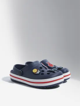 Yellow Navy Applique-Detailed Clogs