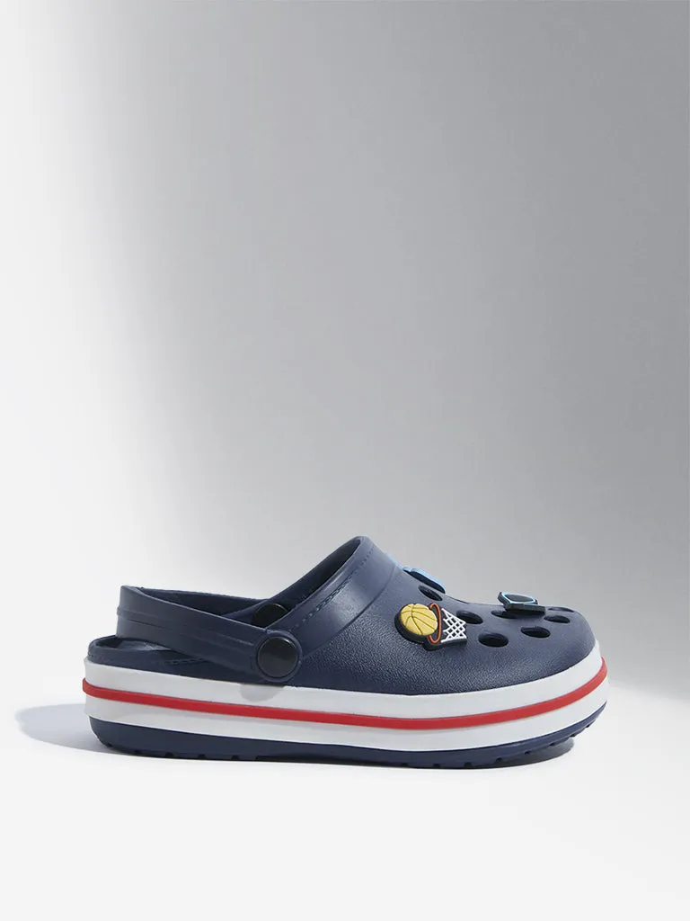 Yellow Navy Applique-Detailed Clogs